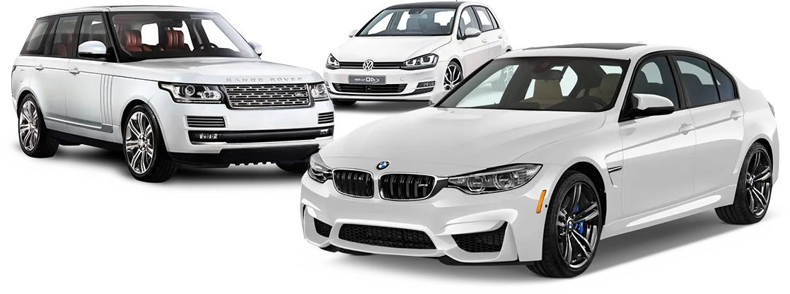 A Range Rover, Volkswagen Golf and BMW M3 serviced at Prime Euro Services